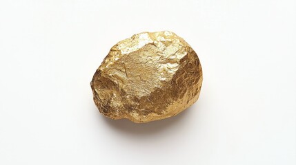 Fototapeta premium Gilded rock on white background, studio shot, wealth concept