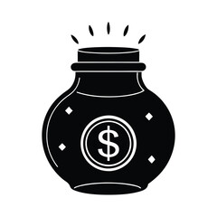 Distinct coin jar silhouette displaying savings label for secure money storage