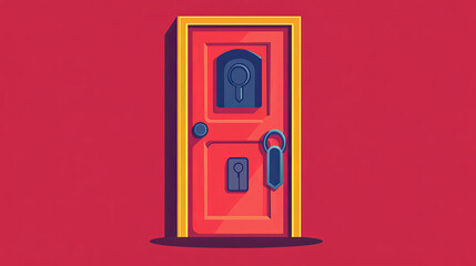 House door lock access equipment icon vector safety password privacy element with key and padlock protection security keyhole vector illustration.