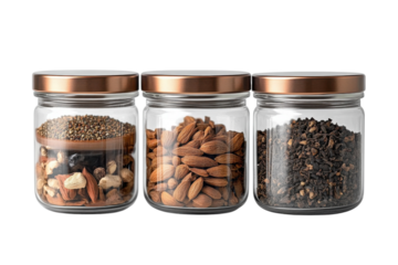 Elegant Glass Spice Jar for Kitchen Organization: Isolated on Transparent Background