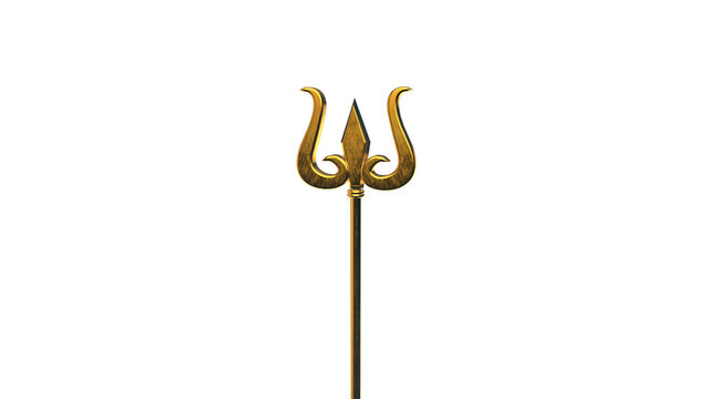 Golden trishul on transparent background