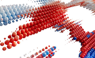 Abstract 3D Render of Red Blue and White Spheres