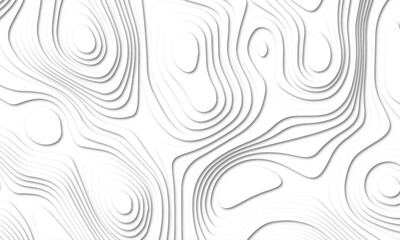 Abstract Luxury paper cut background, Abstract decoration, Topographic geometric map relief texture with curved layers and shadow. Abstract soft white background.