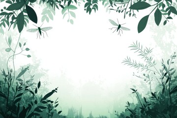 Serene Green Nature Background with Insects and Foliage Elements
