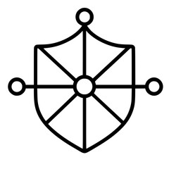 Medieval shield emblem with cross and circular connectors