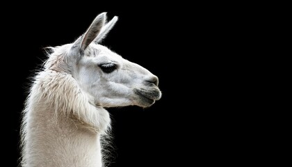 Obraz premium Striking Side Profile of an Alpaca Against a Minimalist White Backdrop, Capturing the Grace and Majesty of this Unique South American Camelid in High Definition.