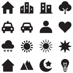  set vector various home icon silhouettes