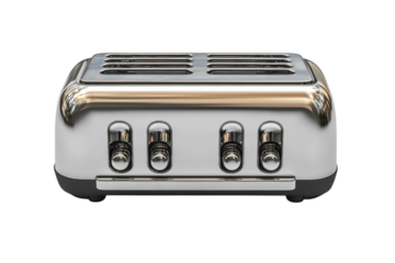 Sleek Stainless Steel Toaster with Digital Display: Isolated on Transparent Background