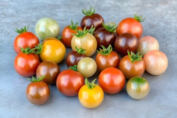 Colorful Heirloom Cherry Tomatoes Variety Closeup