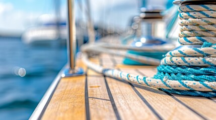 Close up of a sailing winch with rope, an essential equipment for adjusting sails on a sailboat