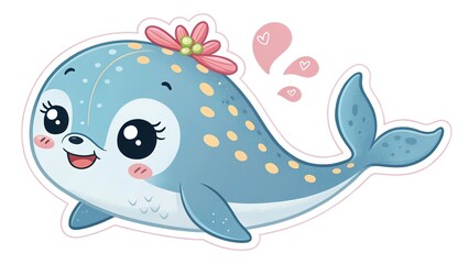 Obraz premium Cute marine animals in soft watercolor style, perfect for ocean-themed designs.
