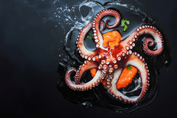 Fototapeta premium Elegant Octopus Dish on Dark Background
