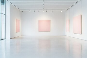 minimalistic gallery interior with empty walls for exhibits