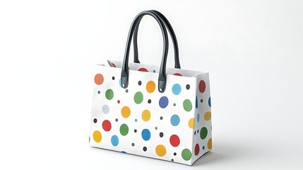 Colorful Polka Dot Tote Bag with Leather Handles Fashionable Shopping Bag Design