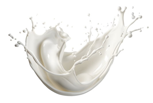 Dynamic Milk Splash on transparent Background