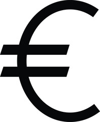 Euro icon, black, euro currency, Money vector symbol isolated on white background. Vector illustration

