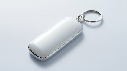 Modern keychain with a sleek metallic finish, isolated on a white surface