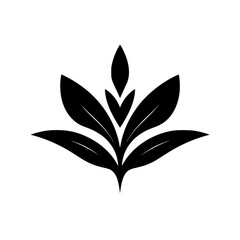 Abstract Black Leaf Pattern: a minimalist illustration showing a stylized plant, with a clean white background.