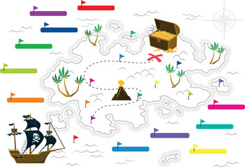 Stunning map for a treasure hunt adventure