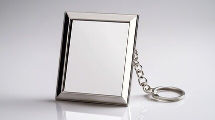 Personalized photo frame keychain with a minimalist design, white backdrop