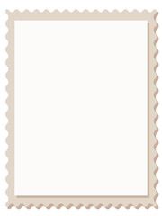 Beige empty frame with space for text and design. Vector illustration. Empty postcard frame. Glued sheets of paper with wavy edges. Scrapbooking. Vertical template for postcard and poster.
