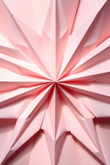 Textured Origami Art: Geometric Folded Paper Design in Pink Pastel Hues for Modern Interior Harmony