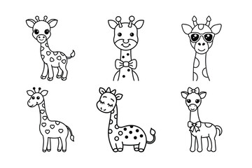 Obraz premium set of funny cartoon giraffe