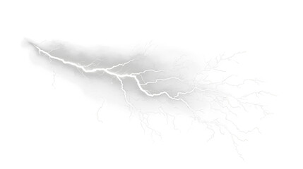 Powerful White Lightning Bolt on transparent Background