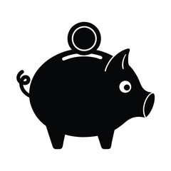 Adorable piggy bank graphic holding a coin for effective money saving