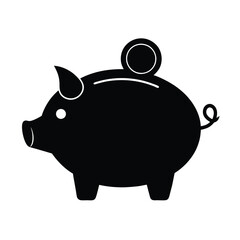 Cute piggy bank with a single coin symbolizing careful saving habits
