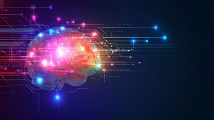 Obraz premium colored brain, technology concept with science