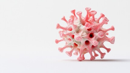 Fototapeta premium macro shot of intricate colorful virus model against stark white background showcasing its surface proteins with ample