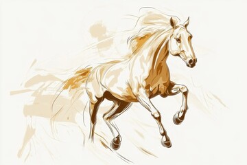 Elegant Horse Galloping in Soft Pastel Colors on a Light Background