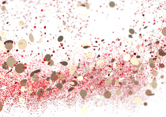 Sparkling red and gold confetti explosion. Perfect for festive designs.