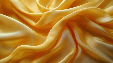Fototapeta premium Golden Silk Fabric Drape Closeup