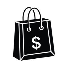 Stylish shopping bag graphic featuring a prominent dollar sign for retail appeal