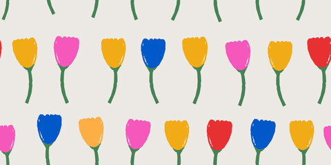 Seamless pattern beautiful flower vector. Collage contemporary print. Fashionable template for design.
