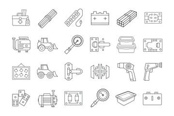 workshop icon line art set on white background 