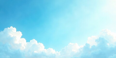 Serene Sky  A Breathtaking Panorama of Soft, White Cumulus Clouds Against a Vibrant Azure Sky, Perfect for Backgrounds and Designs