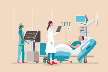 Medical team providing care to patient in hospital room