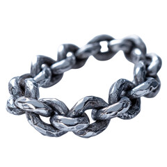 Obraz premium Bold and chunky silver metal ring with intricate chain links isolated on transparent background, PNG