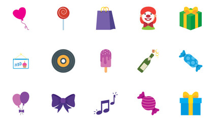 Set of birthday vector icons with white background