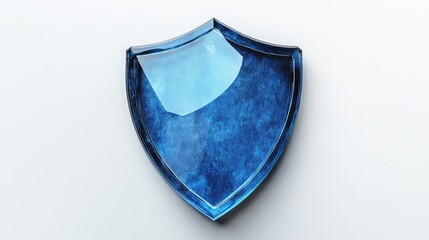 Blue shield cut out. Protect and security concept, on white background