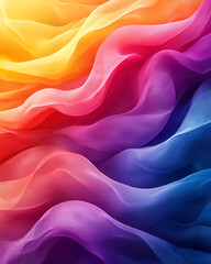 Fototapeta premium Colorful waves of fabric create dynamic motion.