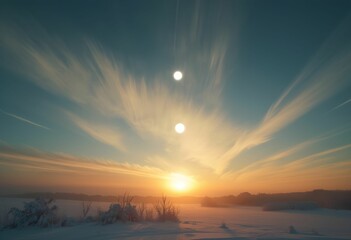 Stunning Sundog Phenomenon with Bright Spots Flanking the Sun