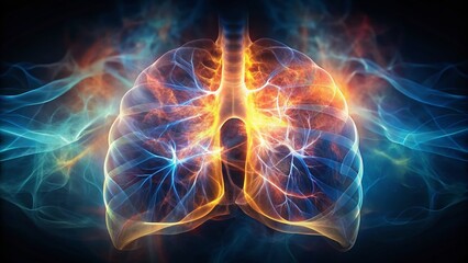 Fototapeta premium Long Exposure Medical Image: Pulmonary Edema X-Ray Lung Fluid