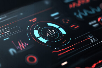 Futuristic AI-Powered Business Analytics Dashboard with Holographic Interface