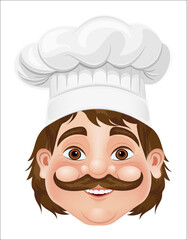 chef man preparing dishes and food in the kitchen vector illustration isolated on white background