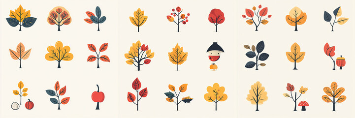 Obraz premium set autumn leaves, illustration 