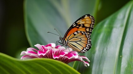 Beautiful Monarch Butterfly Resting on a Delicate Flower